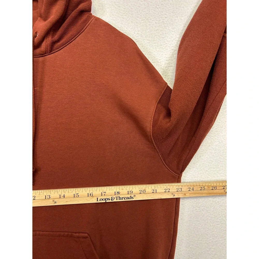Streetwear Gorpcore Nike Mens S Tall Rust Brown Center Mini Swoosh Hoodie